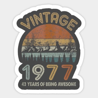 43 Years Old Retro Vintage 1977 43rd Birthday Gifts Sticker